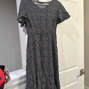 SHEIN Black and White Patterned Midi Dress